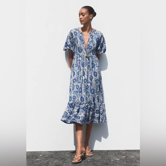 ZARA PRINTED MIDI DRESS - Picture 3 of 8